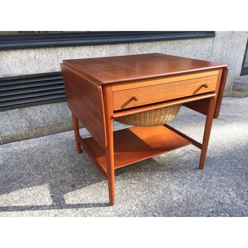Vintage teak sewing table AT-33 Hans J. Wegner 1960