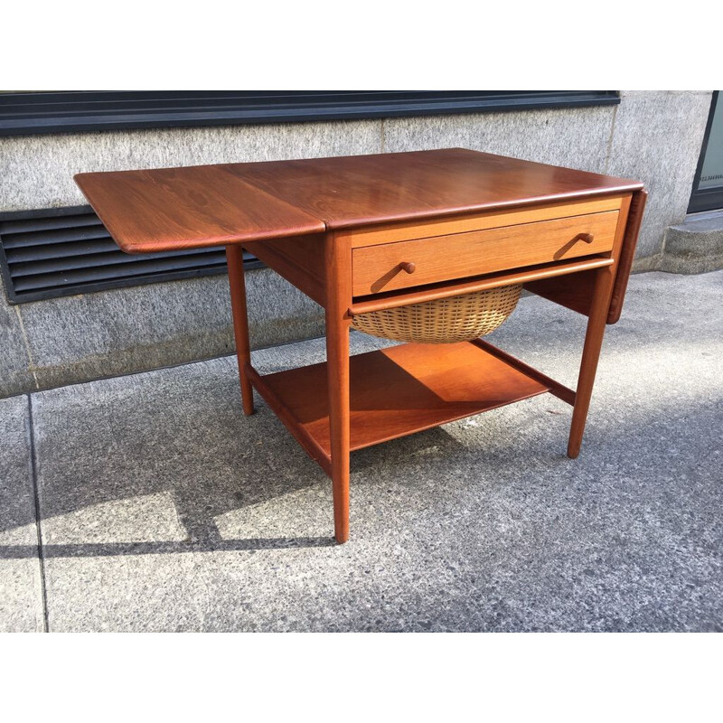 Vintage teak sewing table AT-33 Hans J. Wegner 1960