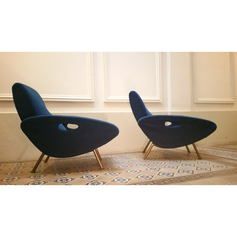 Blue Maurice Mourra armchair, François LETOURNEUR - 1955