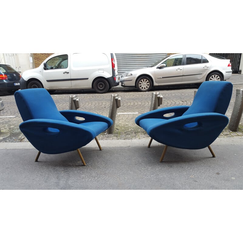 Fauteuil Maurice Mourra bleu, François LETOURNEUR - 1955