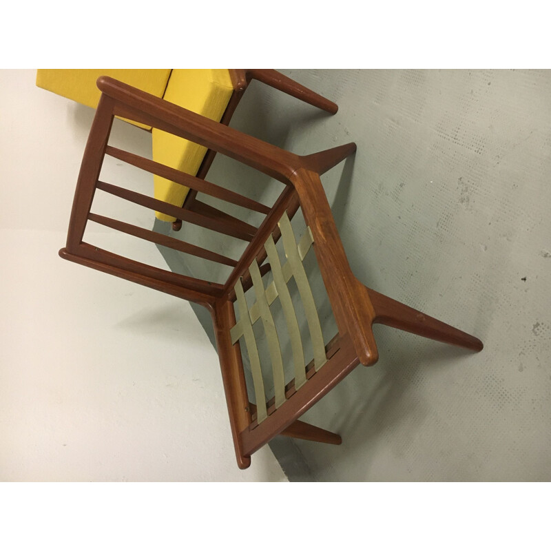 Paire de fauteuils vintage jaune en teck danois 1960