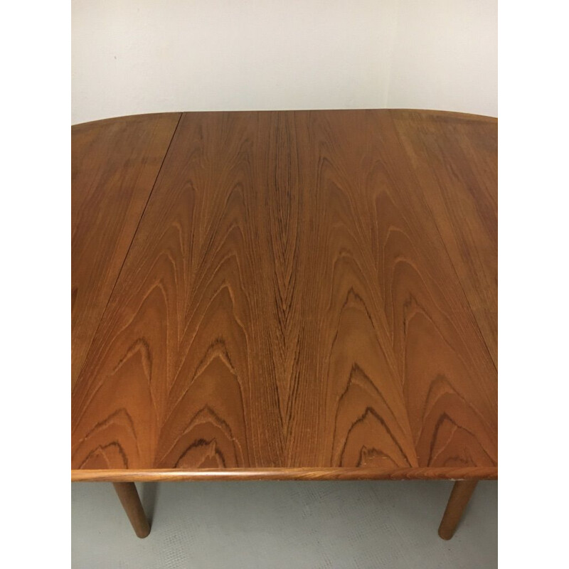 Vintage teak dining table with extension leaf