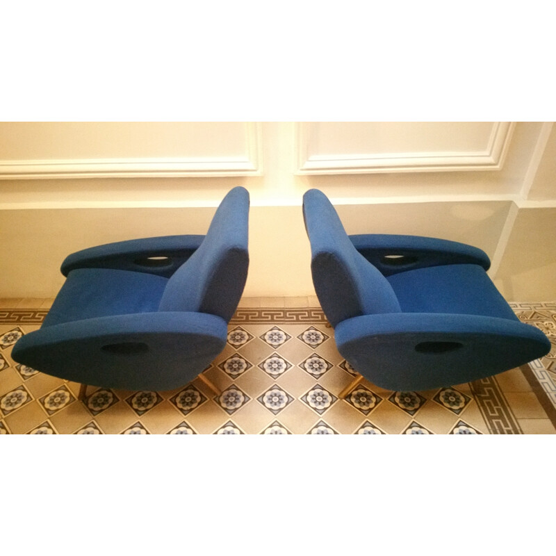 Blue Maurice Mourra armchair, François LETOURNEUR - 1955