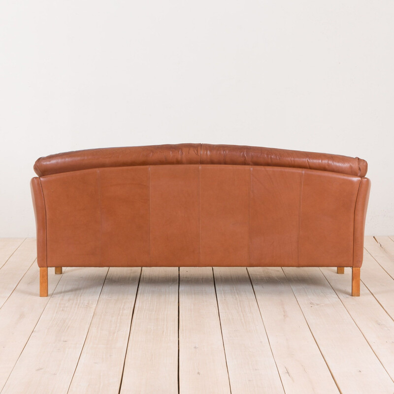 Vintage 2,5 seater cognac leather sofa Mogens Hansen 1970