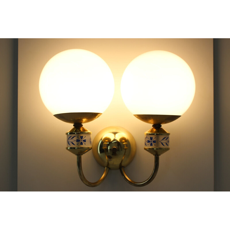 Pair of vintage brass wall sconces, 1970