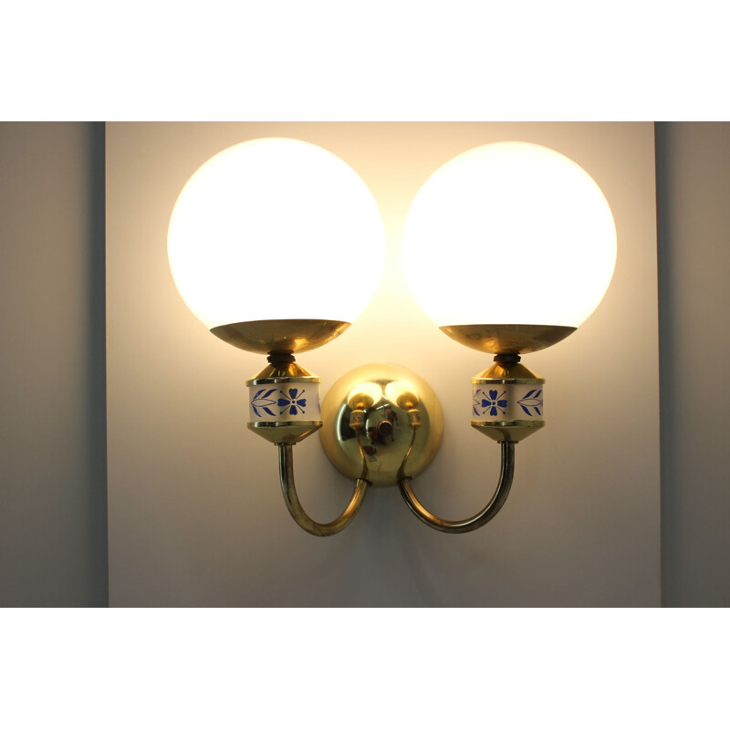 Pair of vintage brass wall sconces, 1970