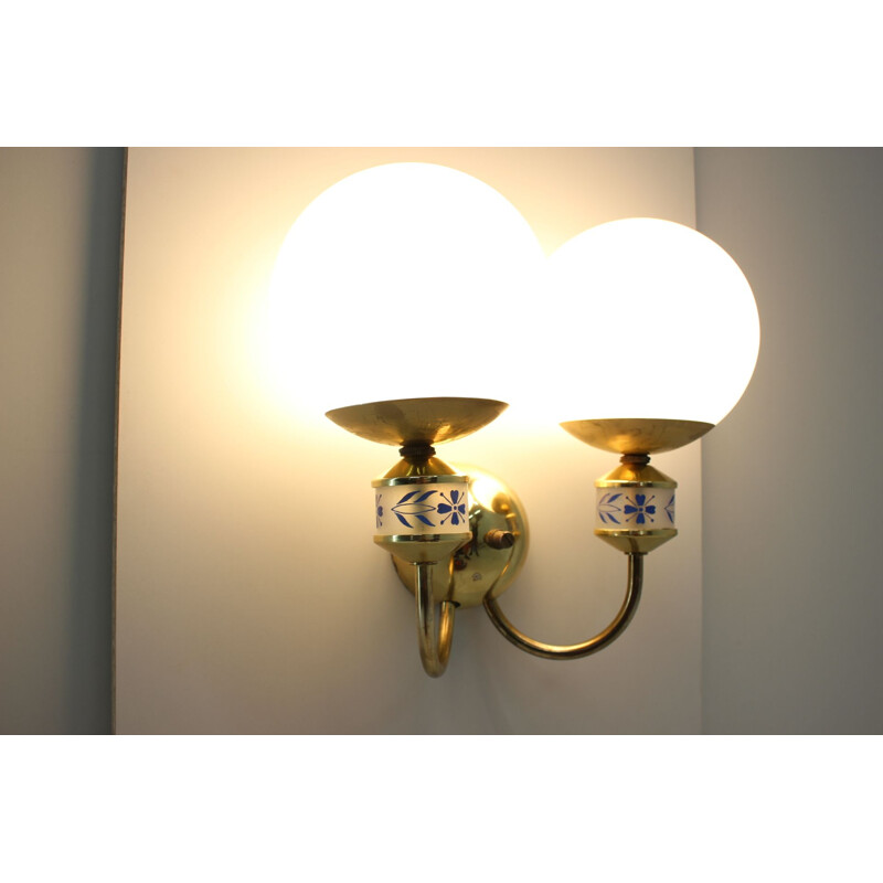 Pair of vintage brass wall sconces, 1970