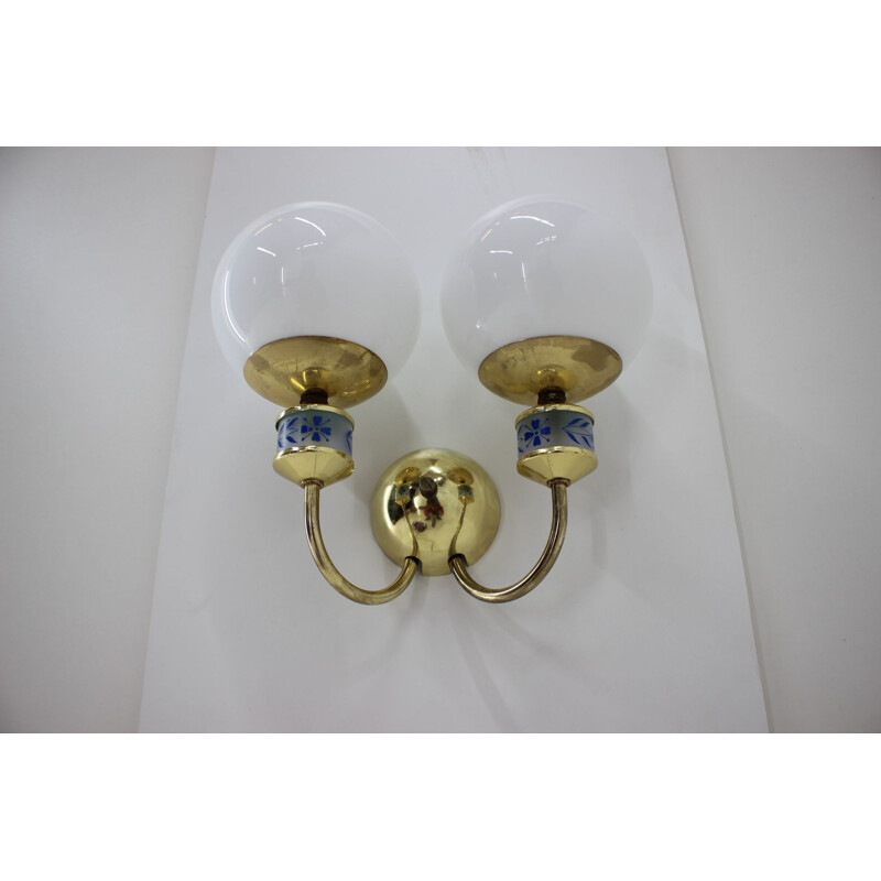 Pair of vintage brass wall sconces, 1970