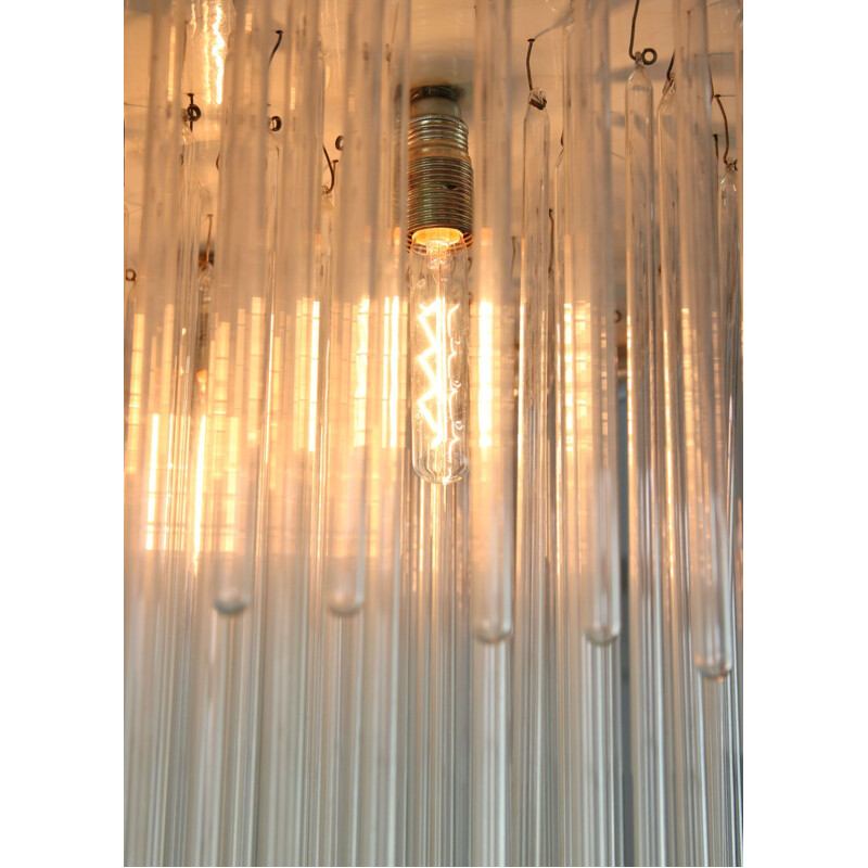 Vintage minimalist hand-blown glass chandelier, 1970