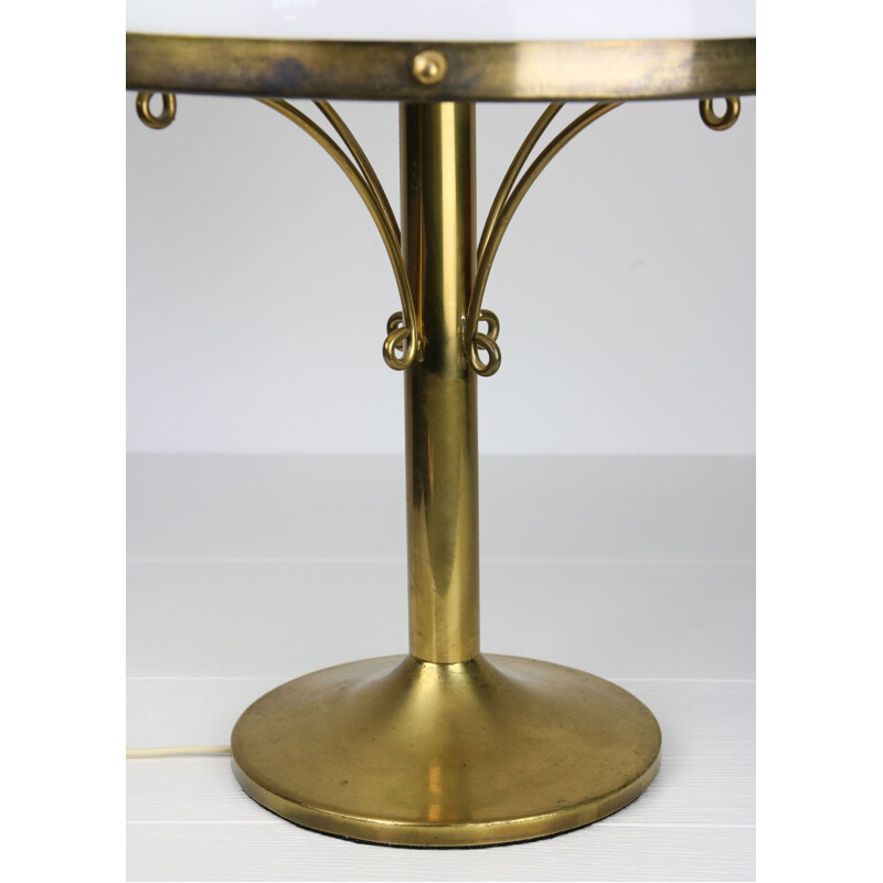 Vintage brass opaline mushroom lamp Art deco