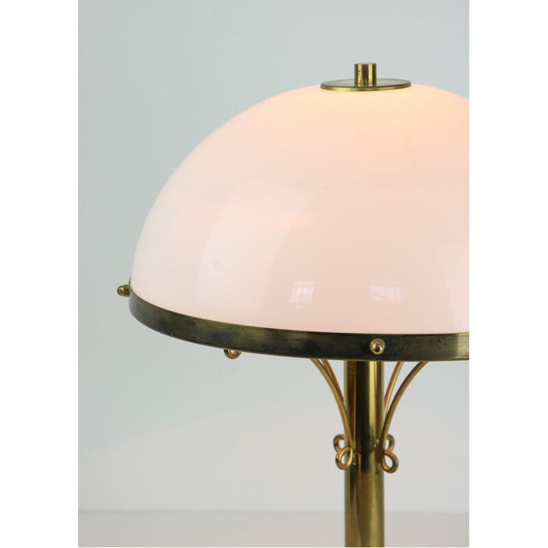 Vintage brass opaline mushroom lamp Art deco