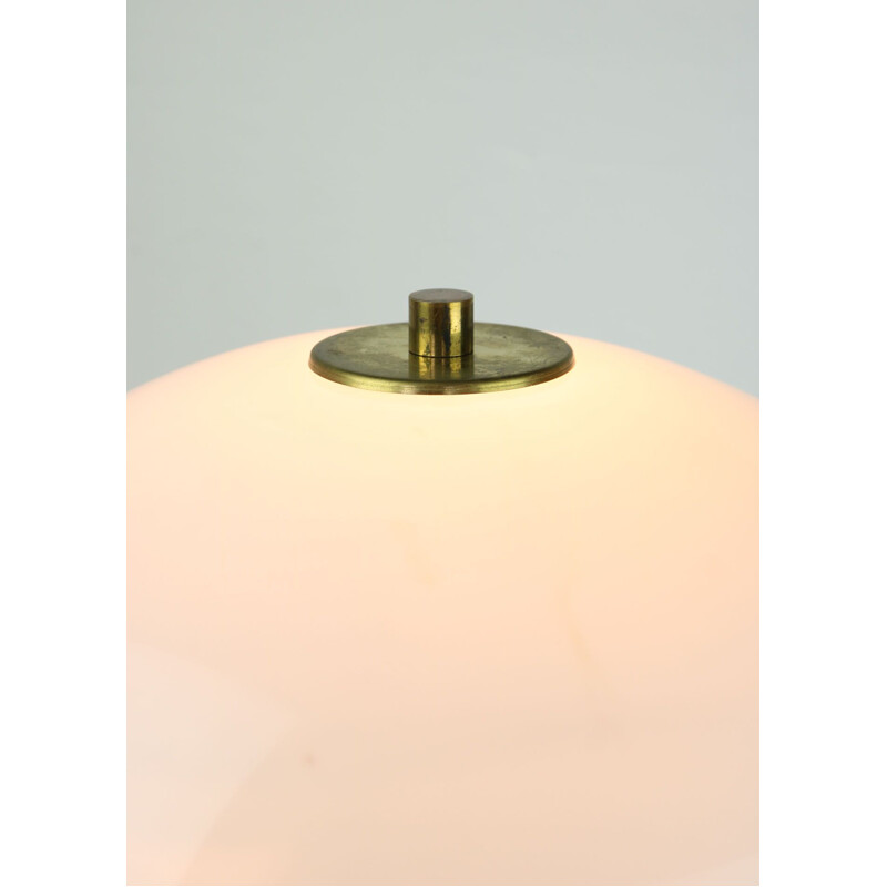 Vintage brass opaline mushroom lamp Art deco