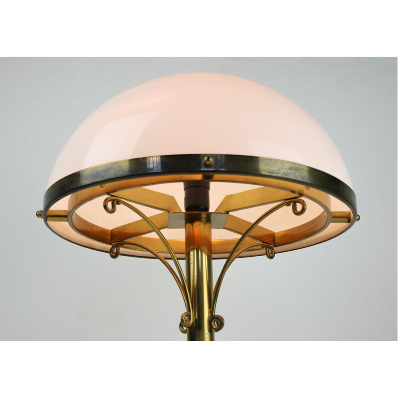 Vintage brass opaline mushroom lamp Art deco