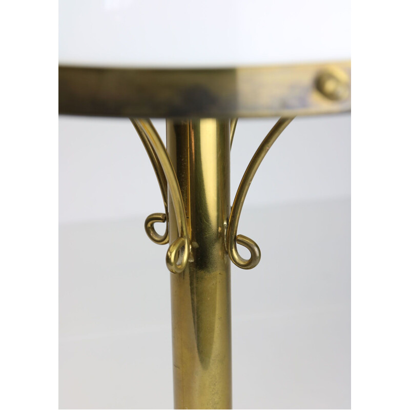 Vintage brass opaline mushroom lamp Art deco