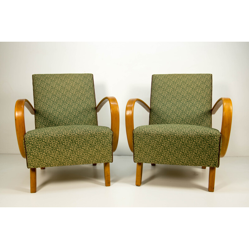 Pair of vintage Armchairs by Halabala in Perfect Original Condition, 1950s