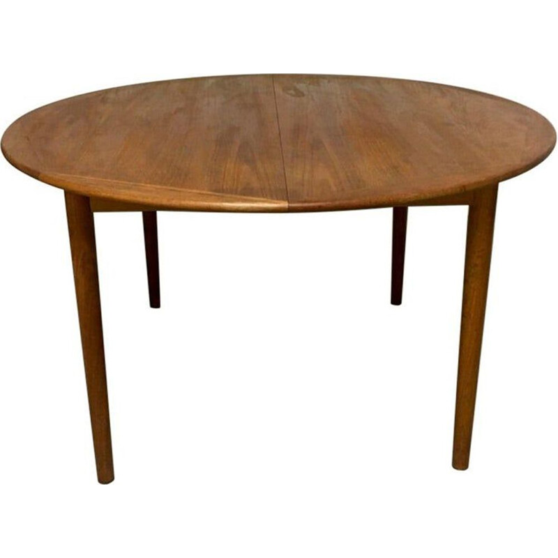 Vintage teak dining table with extension leaf