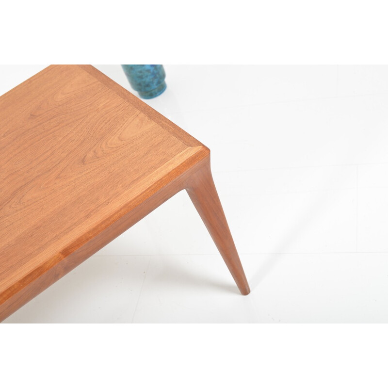 Scandinavian vintage coffee table with a retractable teak shelf, Denmark 1960