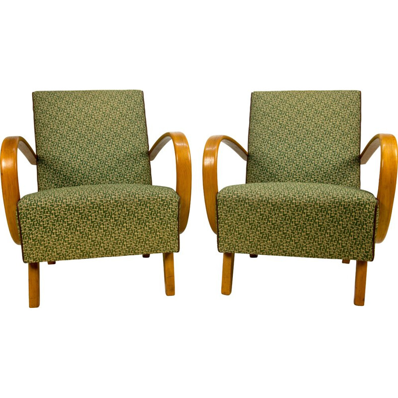 Pair of vintage Armchairs by Halabala in Perfect Original Condition, 1950s