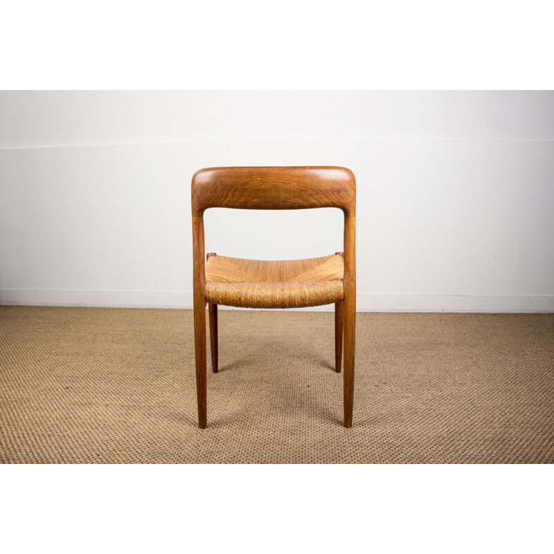 Suite of 4 vintage chairs in Teak and mulch, model N 75 by N.O.Moller Danoises 