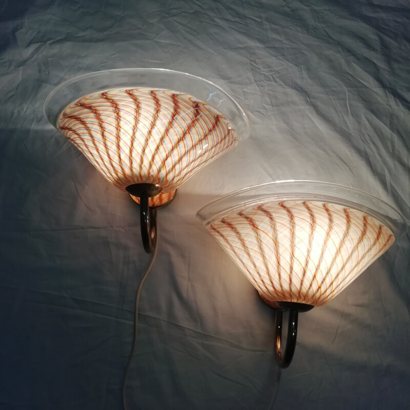 Pair of Vintage Murano glass wall sconces 