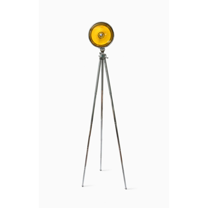 Vintage yellow tripod lamp, 1960