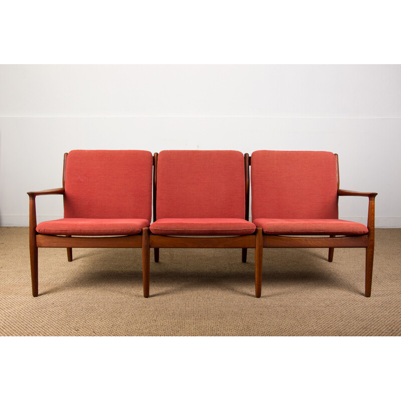 Vintage 3 seater Teak sofa by Svend Age Eriksen for Glostrup Danish 1960