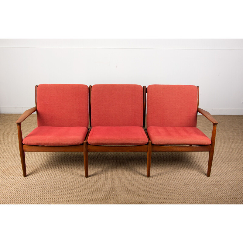 Vintage 3 seater Teak sofa by Svend Age Eriksen for Glostrup Danish 1960