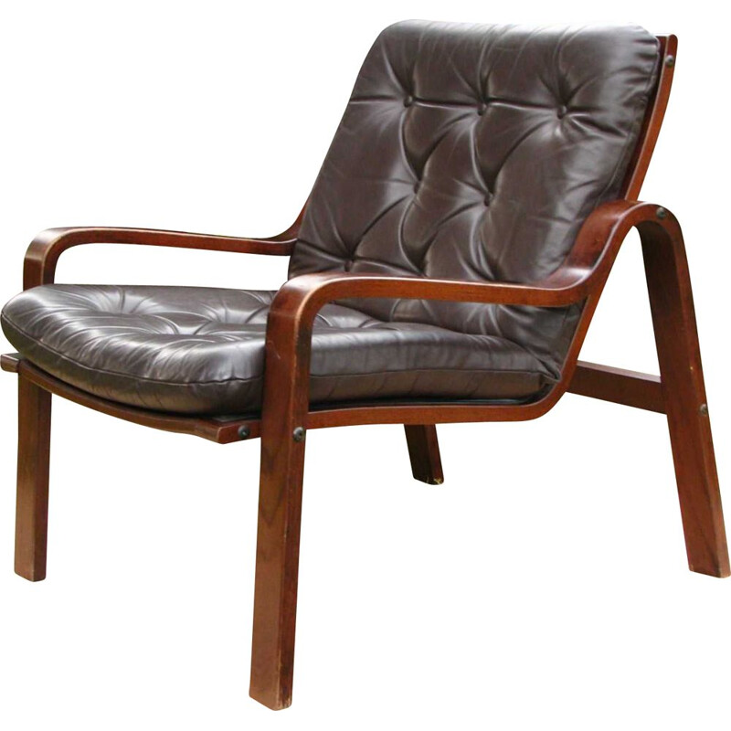 Vintage leather armchair Scandinavian