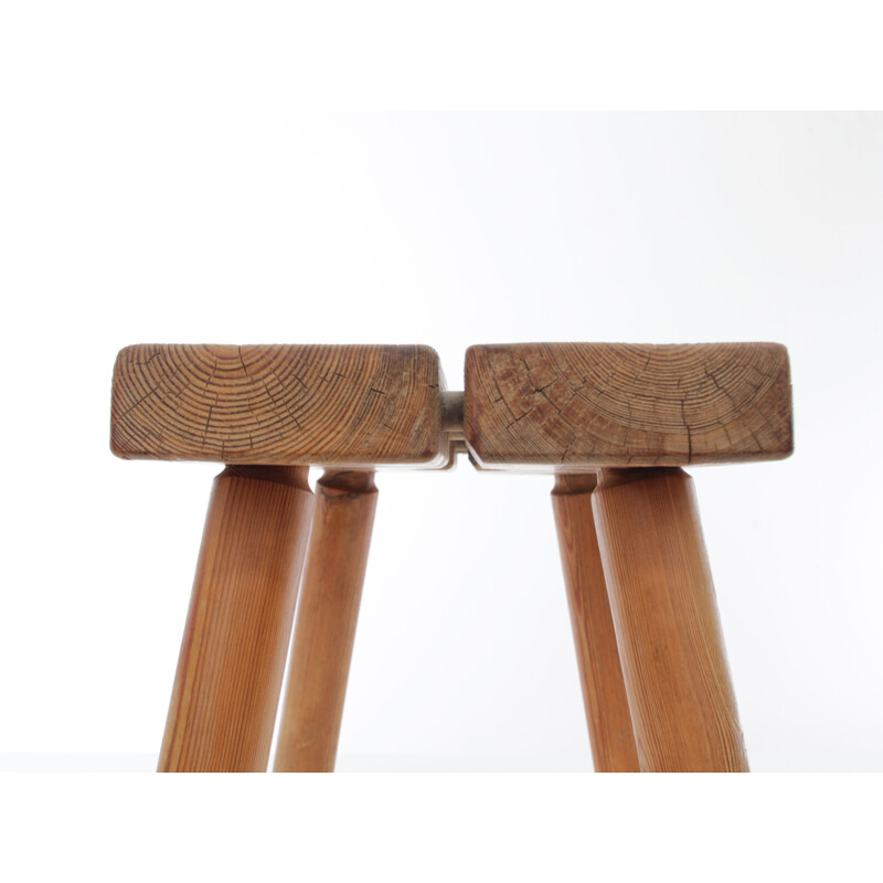 Vintage Scandinavian pine stool