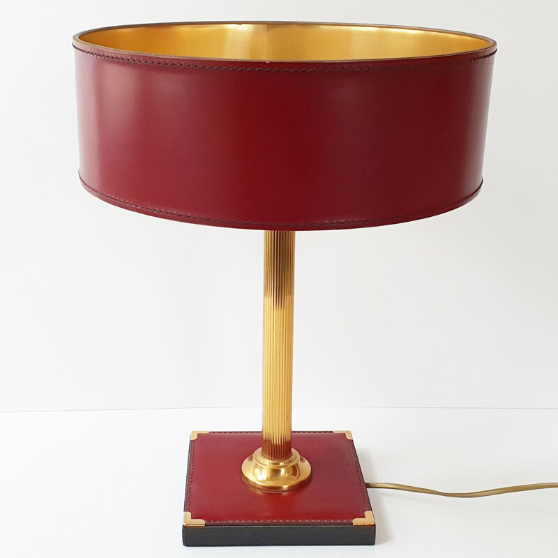 Vintage leather table lamp 1970