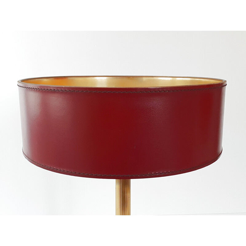 Lampe de table vintage en cuir 1970