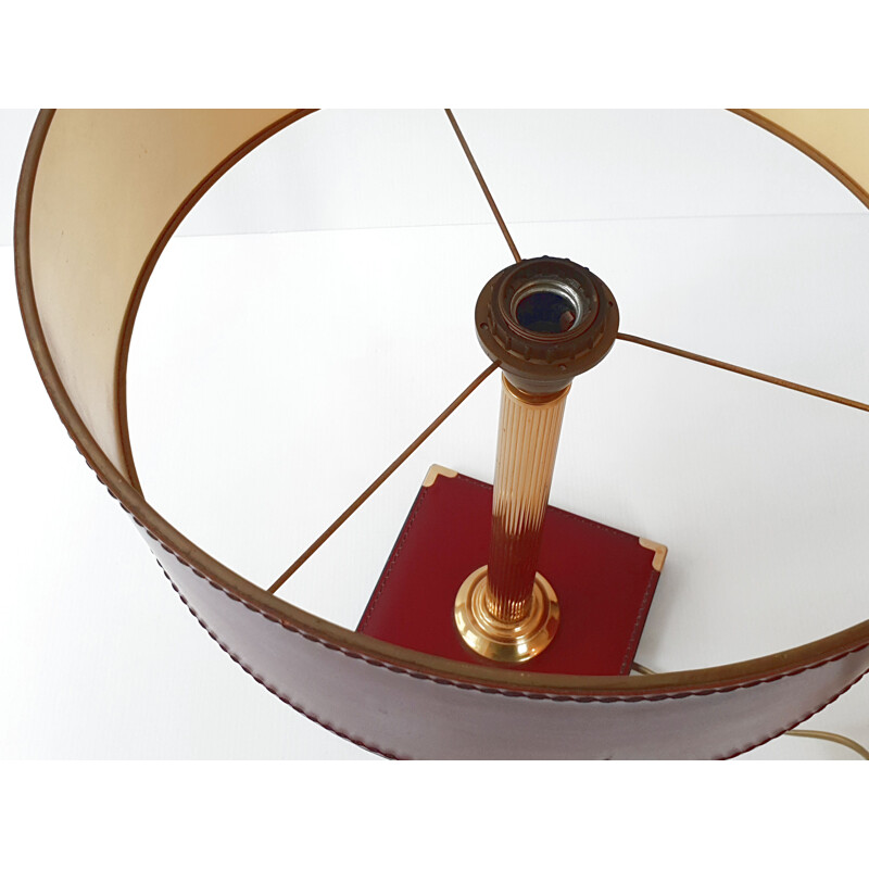 Lampe de table vintage en cuir 1970