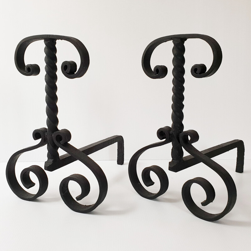 Pair of vintage andirons, 1960