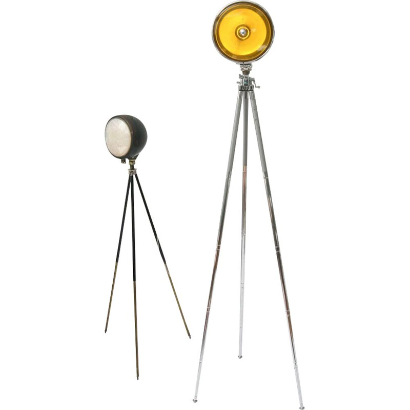 Vintage yellow tripod lamp, 1960