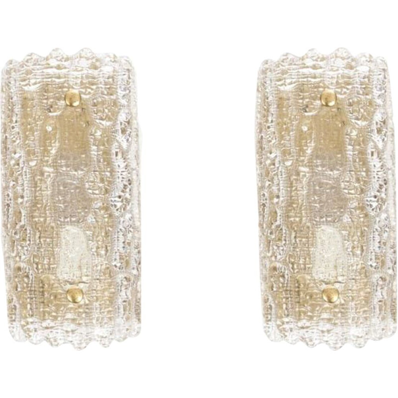Pair of vintage Scandinavian crystal wall lights