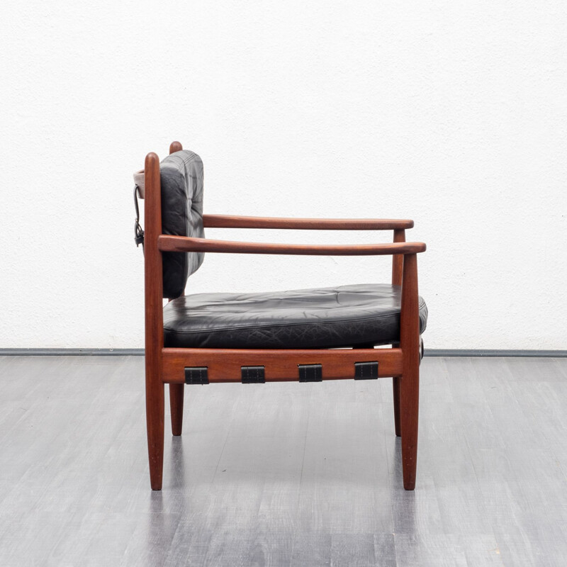 Vintage armchair in teak and leather model 925, Sven Ellekaer for Coja, 1960s