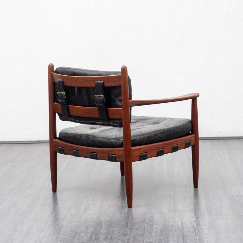 Vintage armchair in teak and leather model 925, Sven Ellekaer for Coja, 1960s