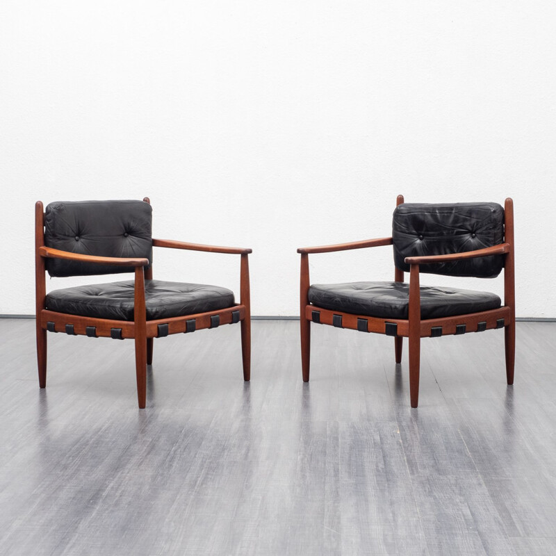 Vintage armchair in teak and leather model 925, Sven Ellekaer for Coja, 1960s