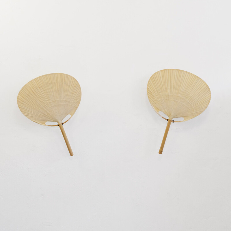 Pair of vintage Uchiwa sconces by Ingo Maurer, 1970