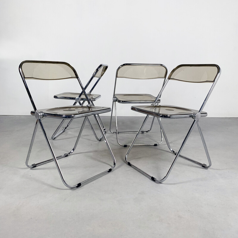 4 vintage Plia folding chairs by Giancarlo Piretti for Castelli, 1960s