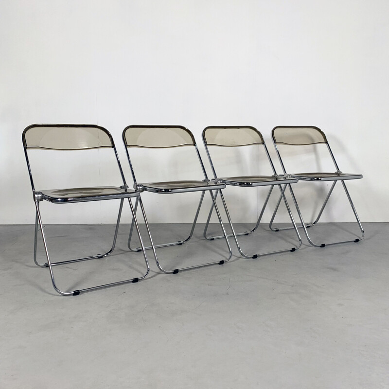 4 vintage Plia folding chairs by Giancarlo Piretti for Castelli, 1960s