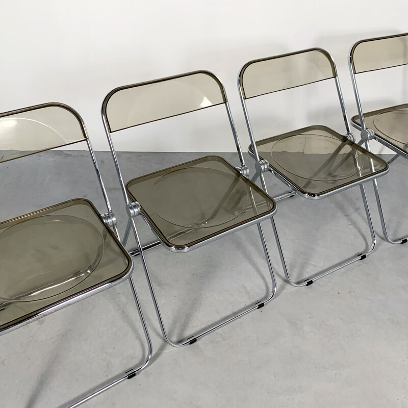 4 vintage Plia folding chairs by Giancarlo Piretti for Castelli, 1960s