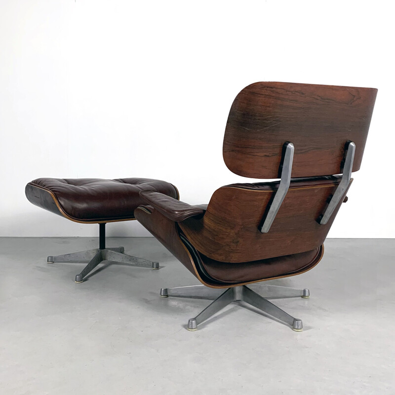 Vintage Eames Lounge Chair plus Ottoman by ICF for Herman Miller, 1960s