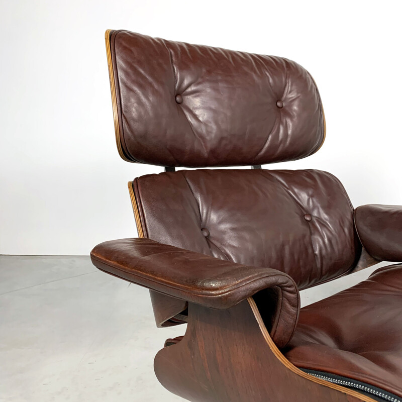 Vintage Eames Lounge Chair plus Ottoman by ICF for Herman Miller, 1960s