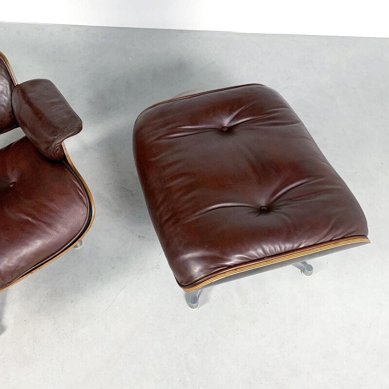 Vintage Eames Lounge Chair plus Ottoman by ICF for Herman Miller, 1960s