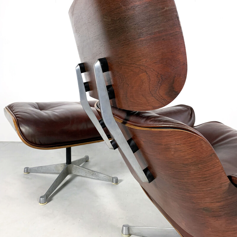 Vintage Eames Lounge Chair plus Ottoman by ICF for Herman Miller, 1960s