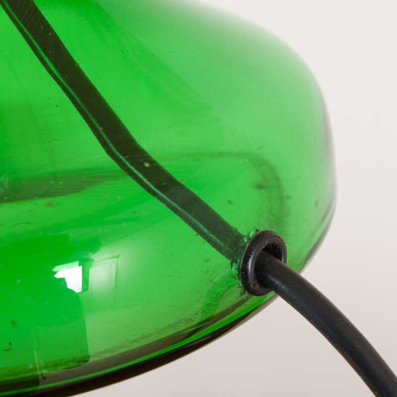 Vintage Holmegaard deep green glass lamp with Le Klint shade