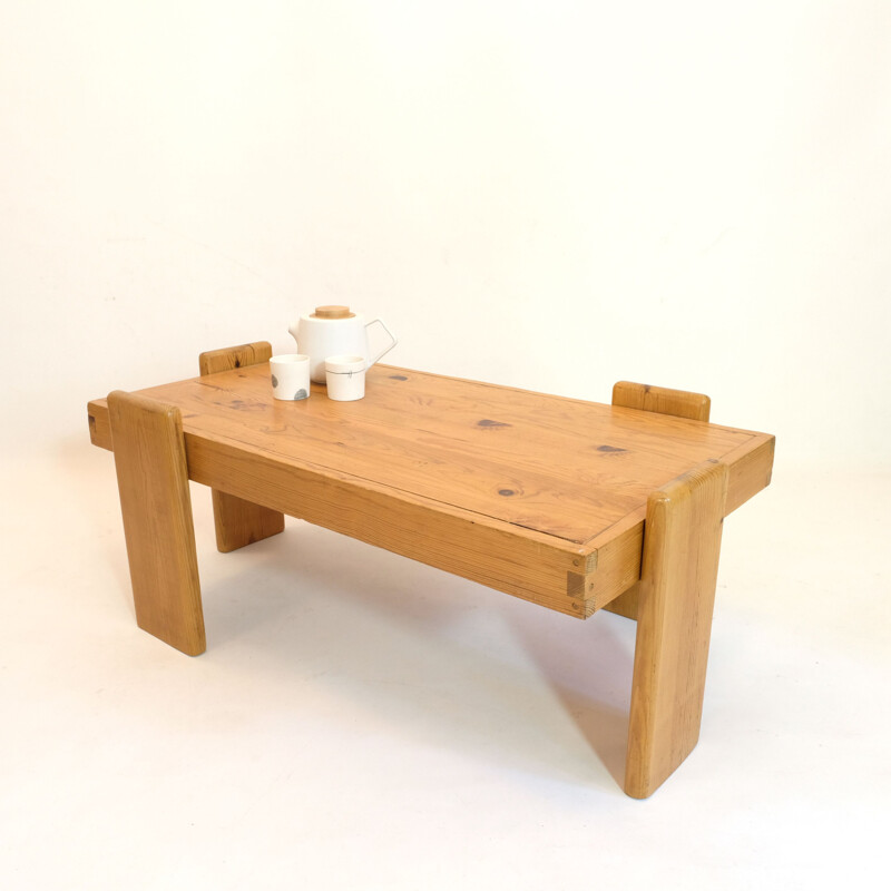 Vintage solid pine coffee table, 1970