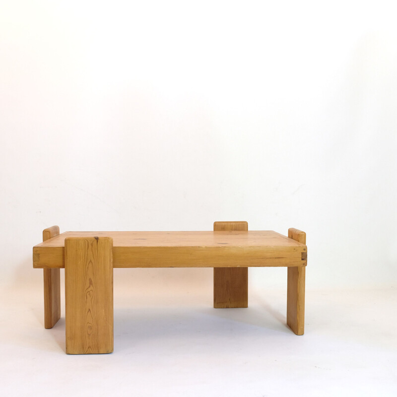 Table basse vintage en pin massif, 1970