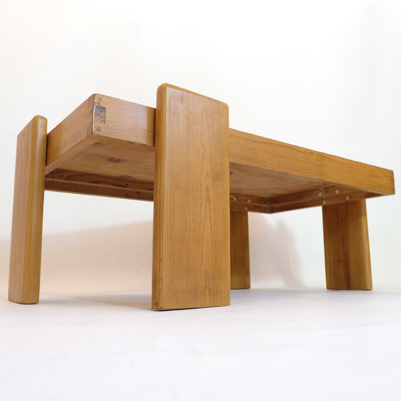 Mesa de centro vintage de pino macizo, 1970